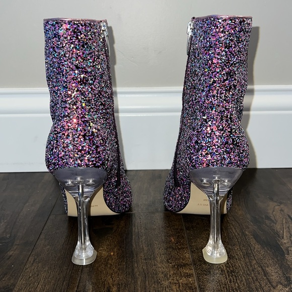 NEW Nine West Tonight Purple Glitter Heeled Ankle Boot - Picture 3 of 8